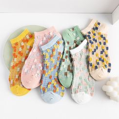 Saysmith - Multicolor Check Ankle Socks