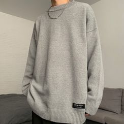 Shineon Studio - Long-Sleeve Loose-Fit Plain Knit Top Shineon Studio - Long-Sleeve Loose-Fit Plain Knit Top