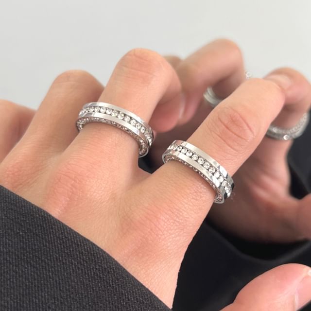 PANGU-Rhinestone Stainless Steel Ring