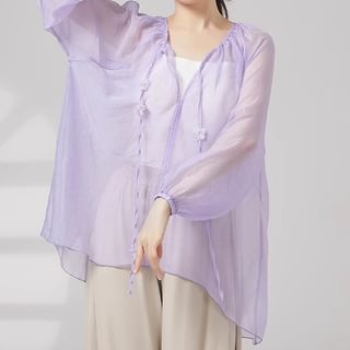 Winkplay Long-Sleeve V-Neck Plain Dance Top Sale