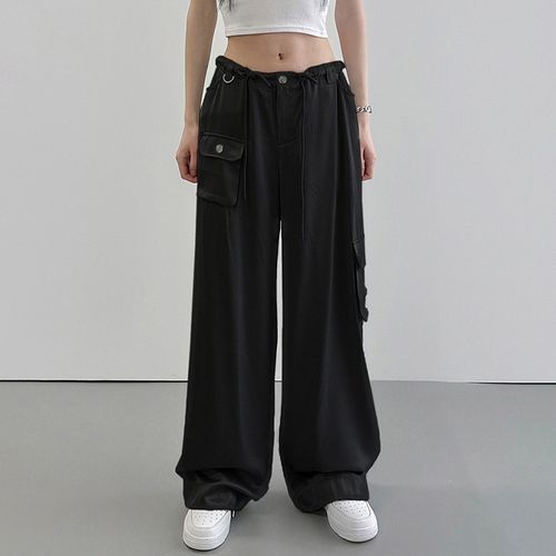 Genrovia - Low Rise Plain Flared Cargo Pants