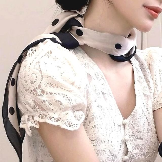 Frior-Polka Dot Square Scarf