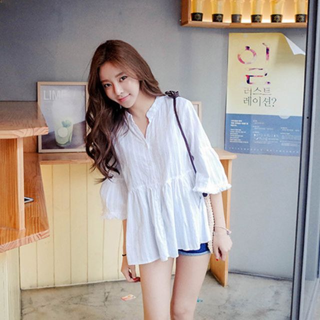Everose-34-Sleeve Plain Blouse