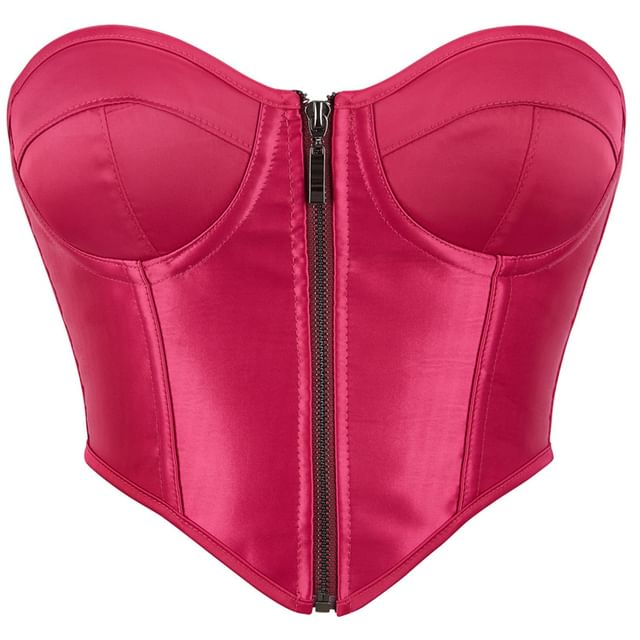 Lady Citrus-Strapless Zip-Up Bustier Top