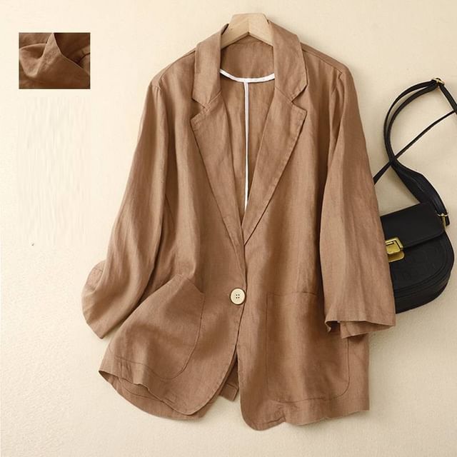 Lewwe-34-Sleeve Plain Buttoned Plain Blazer