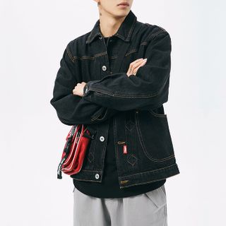 contrast stitching jacket