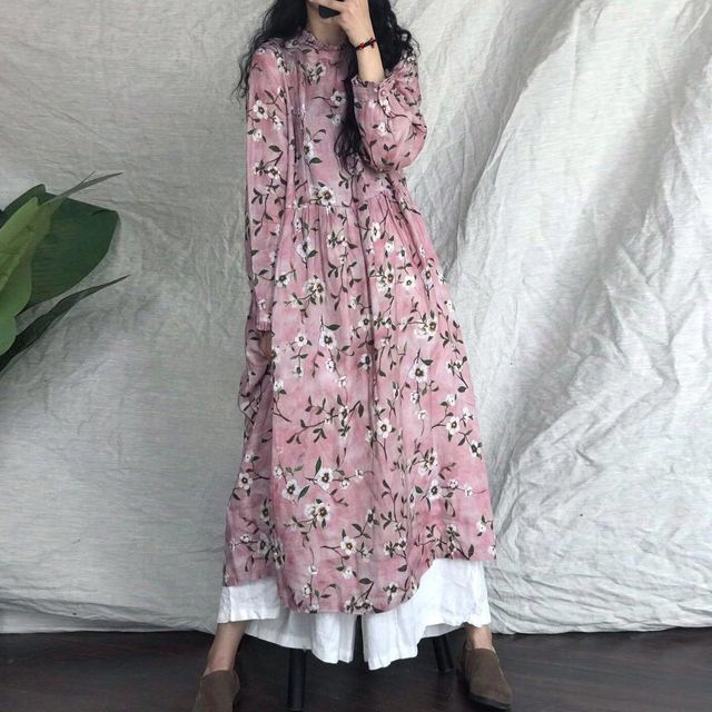 chinese dress ladies Kawaii Deep Blue Floral Maxi Dress – The Svaya main image 0