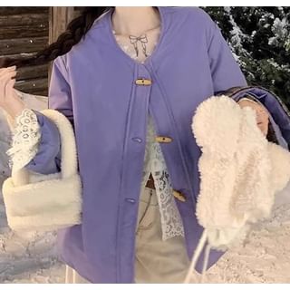 Trendycas-Crew Neck Plain Toggle Jacket
