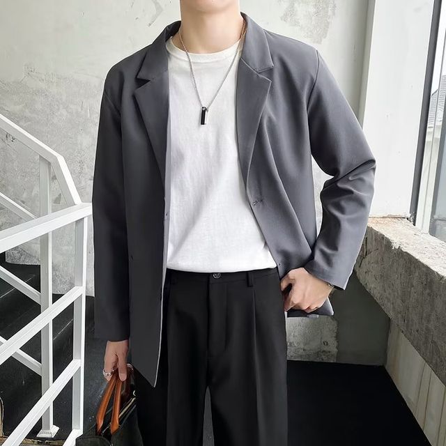 Naideth-Plain Single-Breasted Blazer