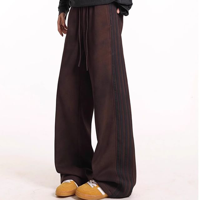 emeisa-Mid Rise Striped Wide Leg Pants