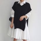MIKIGA - Long Sleeve Shirtdress  / Oversized Knit Vest