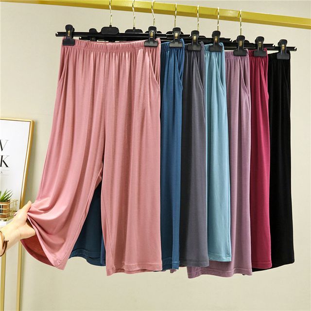 KUMI-Plain Capri Wide-Leg Pants