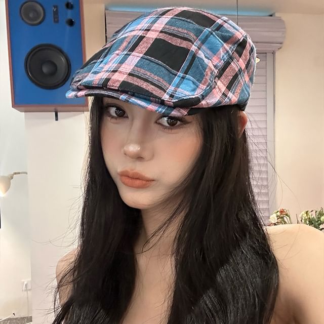 Anavanda-Plaid Flat Cap