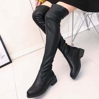 faux leather over the knee boots