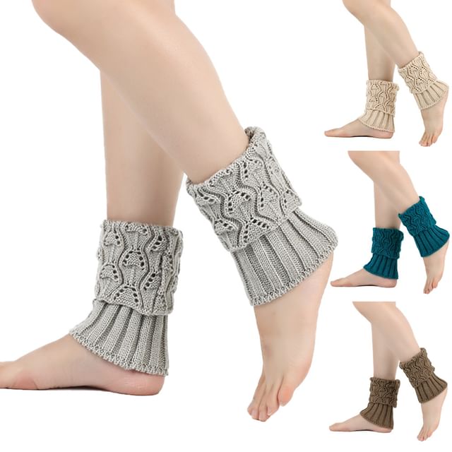 Kinoxslone-Plain Pointelle Knit Leg Warmers