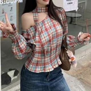 Everose-Long-Sleeve Off Shoulder Plain Top