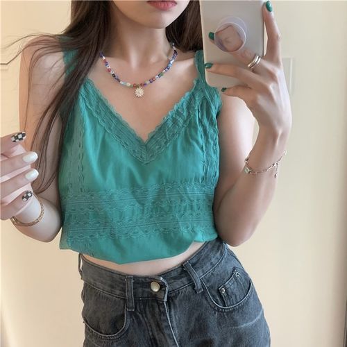 Lace Trim Cropped Camisole Top