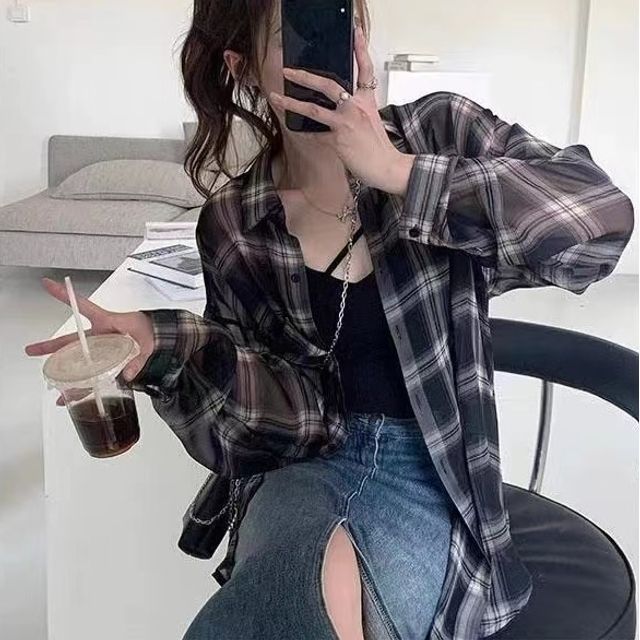 Everose-Collared Plaid Shirt