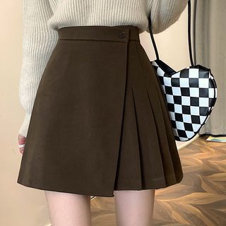 Shopherd - Asymmetrical Pleated Mini A-Line Skirt