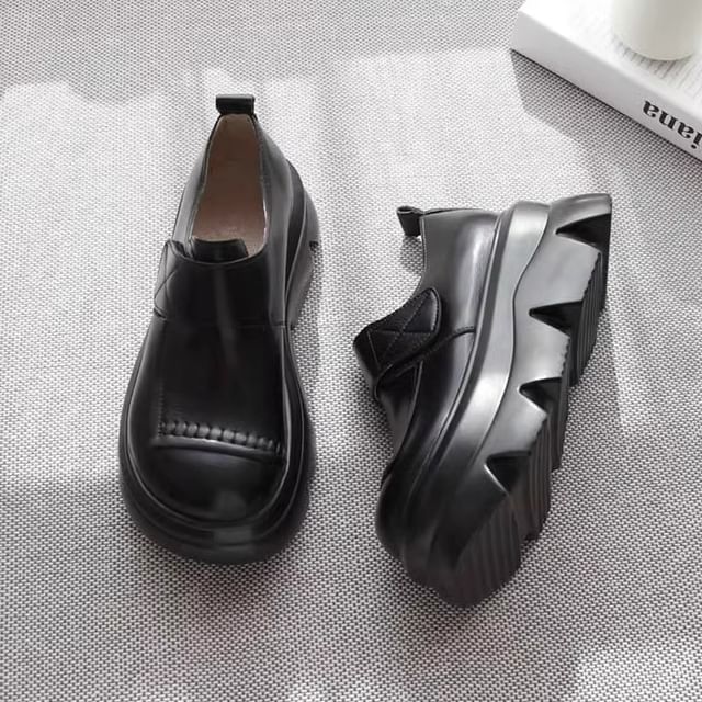 Freesia-Faux Leather Adhesive Strap Platform Loafers