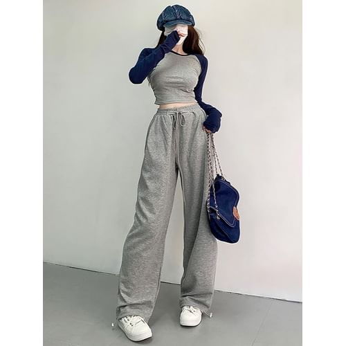 Girls Supply - Drawstring Wide-Leg Sweatpants in 7 Colors