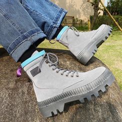 Tanzanite - Platform Lace Up Short Boots