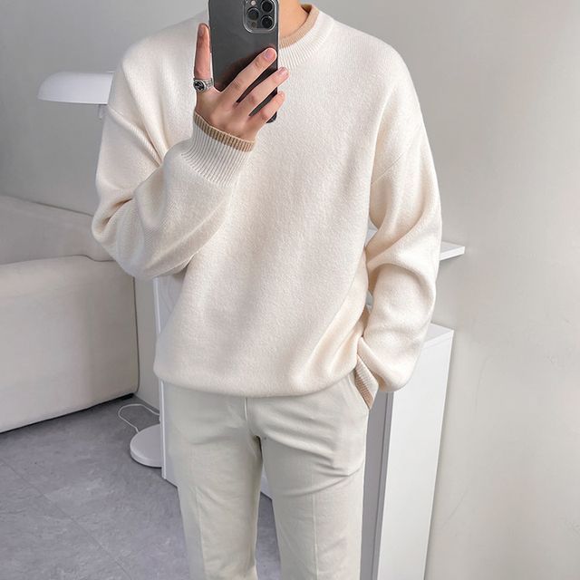 MRCYC-Long-Sleeve Crew Neck Plain Sweater