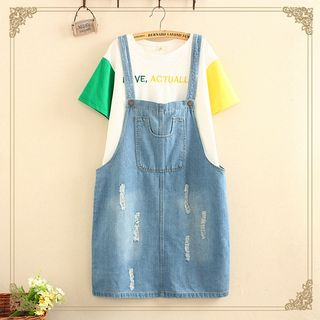 ripped dungaree dress