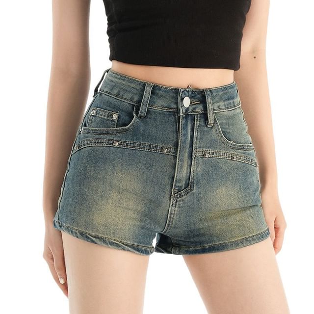 Denimot-Mid Rise Denim Hot Pants