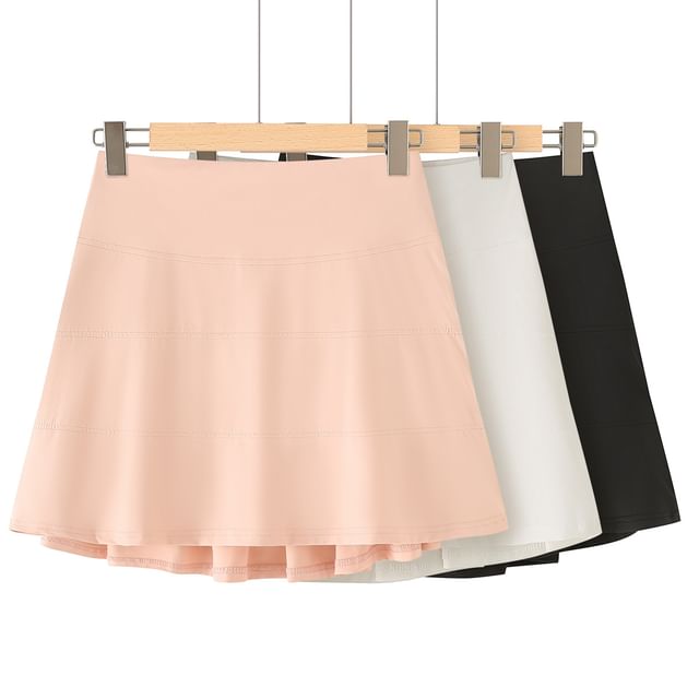 Asiris-High Waist Plain Sports Skort