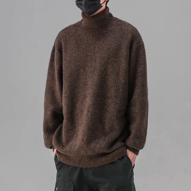 Savenne-Turtleneck Melange Ribbed Sweater