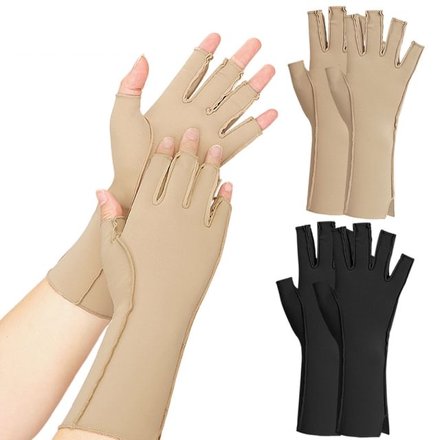HATHA-Plain Compression Half Gloves