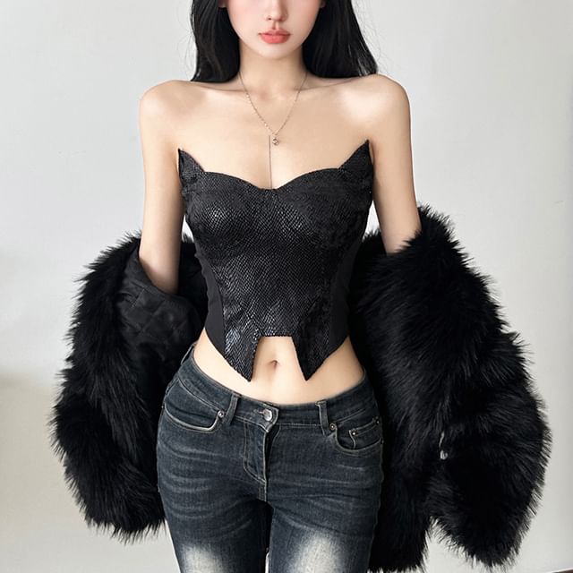 Sugarcoat-Strapless Crop Bustier Top