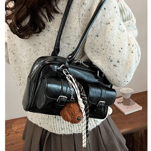 Indenis-Buckle Flap Pocket Bowler Bag