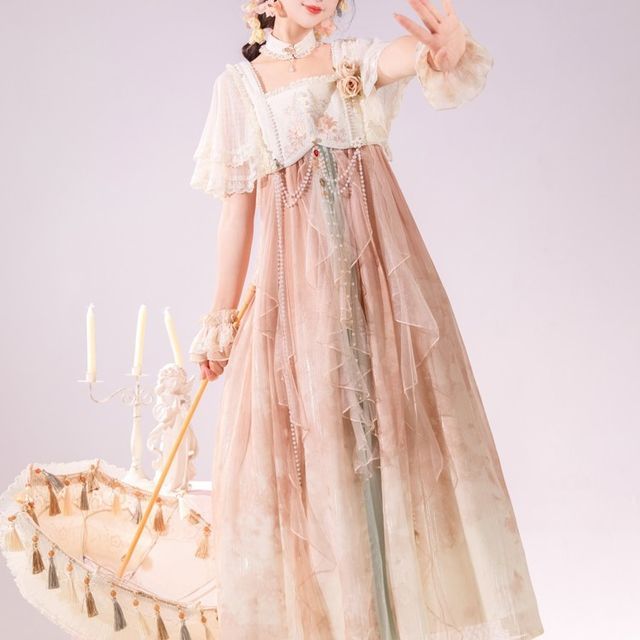 slim fit dress slacks Flowy Long A-Line Prom Dress with Long Puff Sleeves Blush / 4XLarge main image 0