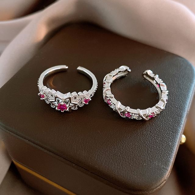 Calafa-Rhinestone Open Ring