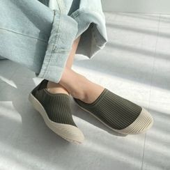 Wifky - Toe-Cap Knit-Panel Loafers