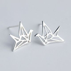 A’ROCH - 925 Sterling Silver Metallic Origami Crane Earrings