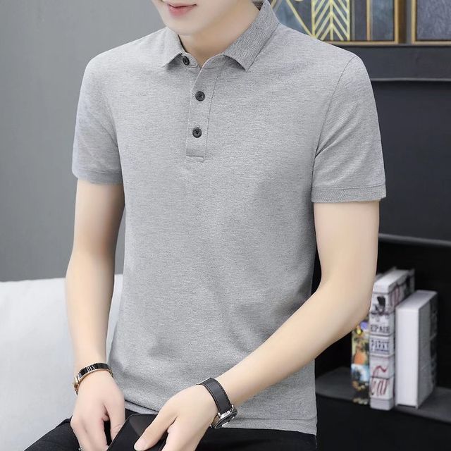 Wewewow-Short-Sleeve Plain Polo Shirt