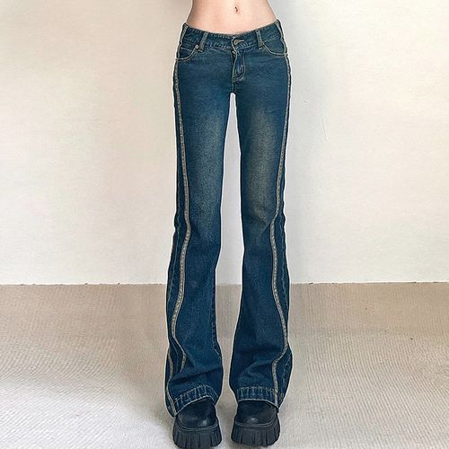Sexy Dance Womens Low Waist Flared Jeans Bootcut Washed Denim
