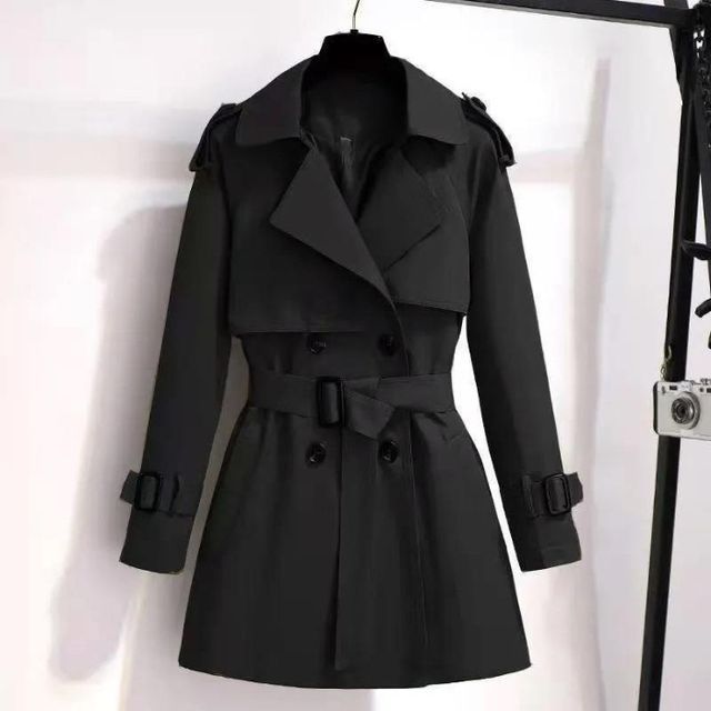 Buy LAPEL NECK POLYESTER WAIST-TIE BLACK TRENCH COAT for Women Online in  India