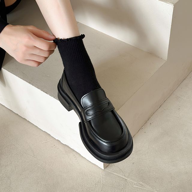 miss baby - Faux Leather Platform Chunky Heel Loafers | YesStyle
