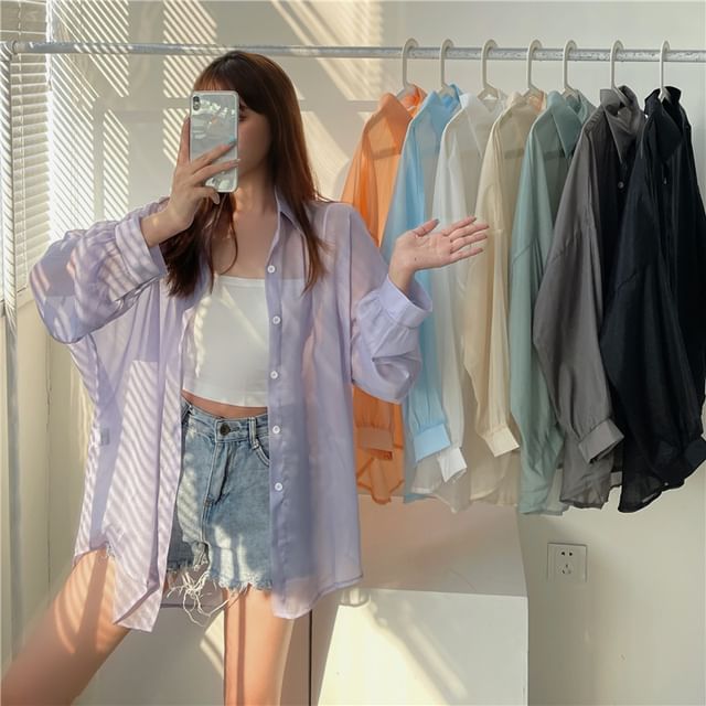 Melon Juice-Chemise à manches longues Camisole courte