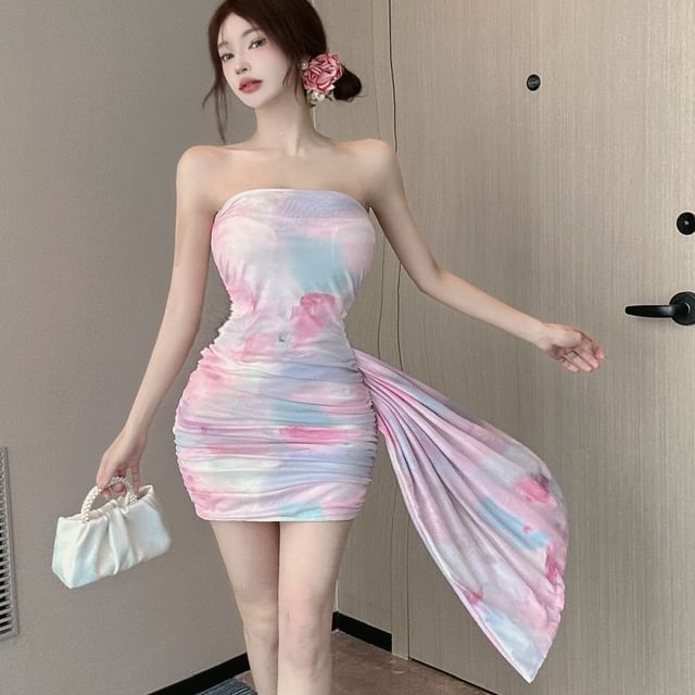 strapless tie dye bodycon dress Willow main image 1