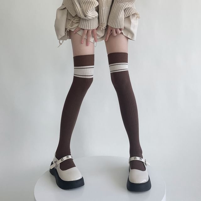 Gentiana-Striped Over the Knee Socks