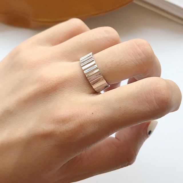 Forainer-925 Sterling Silver Textured Open Ring