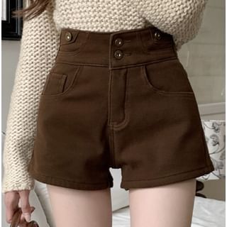 Trendycas-High Waist Plain Shorts