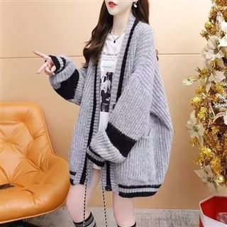 Everose-V-Neck Striped Cardigan