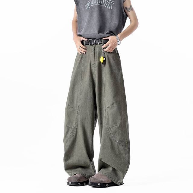 Plummie-High Waist Plain Wide Leg Pants