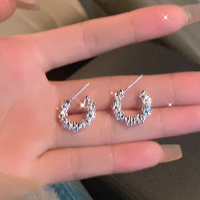 PANGU-Rhinestone Hoop Earring